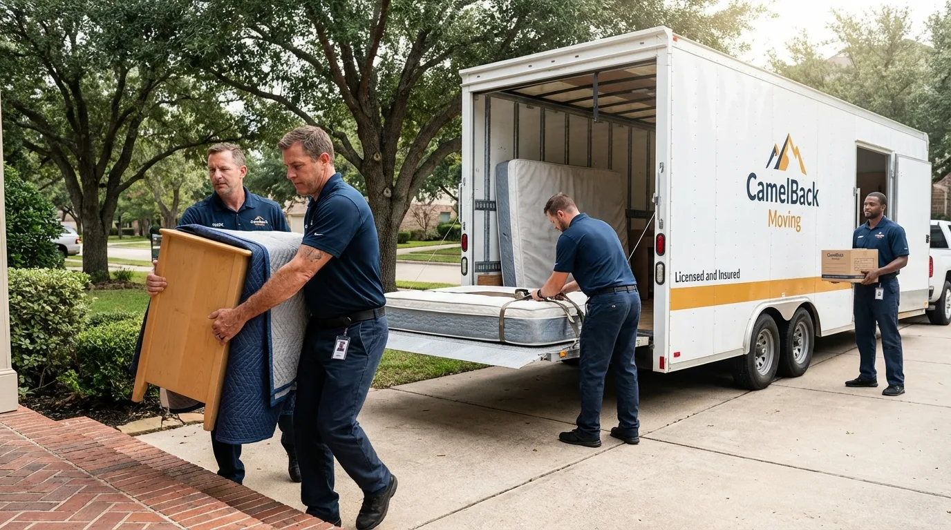 Crew loading residential truck for cross-state move from Oxford, GA